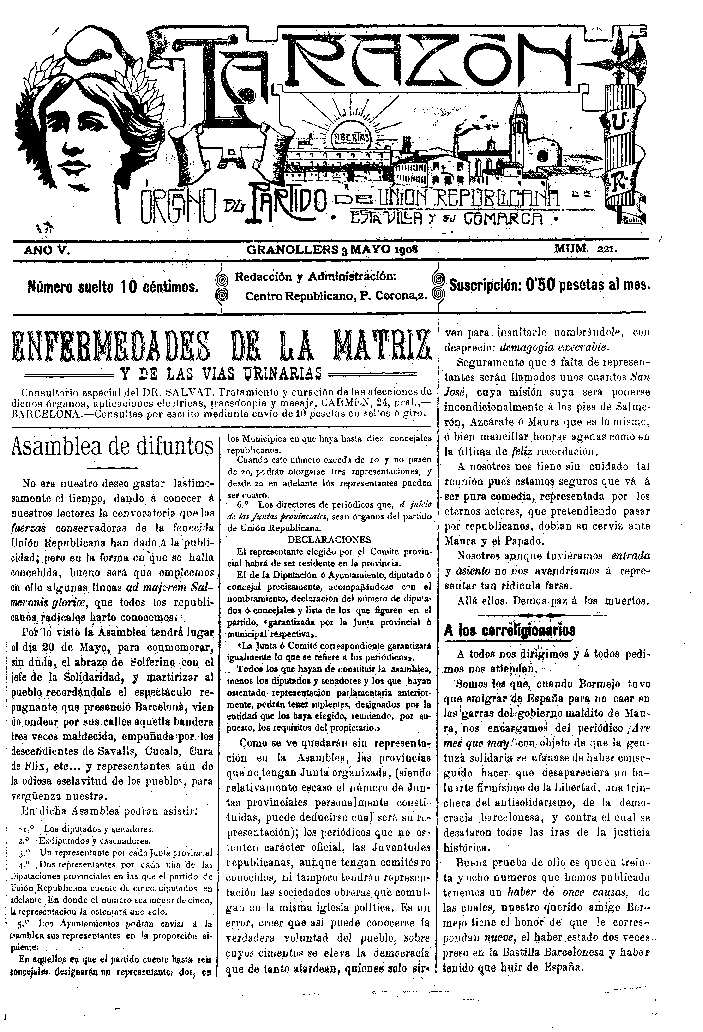 La Razón, 3/5/1908 [Ejemplar]