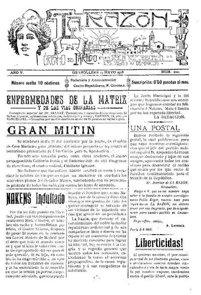 La Razón, 17/5/1908 [Ejemplar]