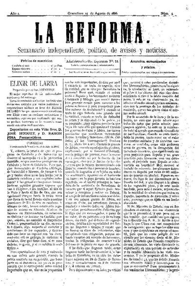 La Reforma, 15/8/1886 [Issue]