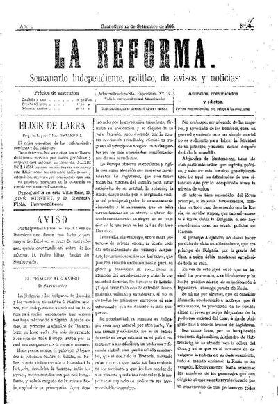 La Reforma, 12/9/1886 [Issue]