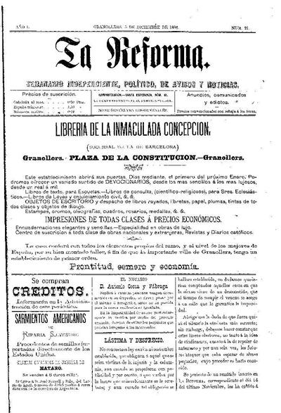La Reforma, 5/12/1886 [Exemplar]