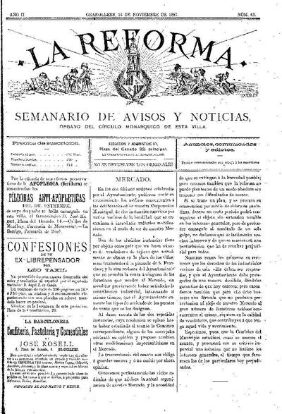 La Reforma, 13/11/1887 [Exemplar]