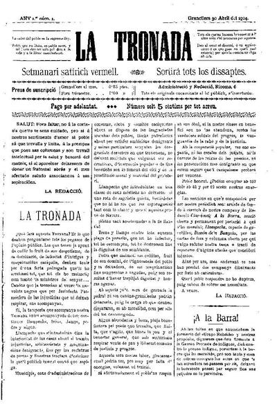 La Tronada, 30/4/1904 [Issue]