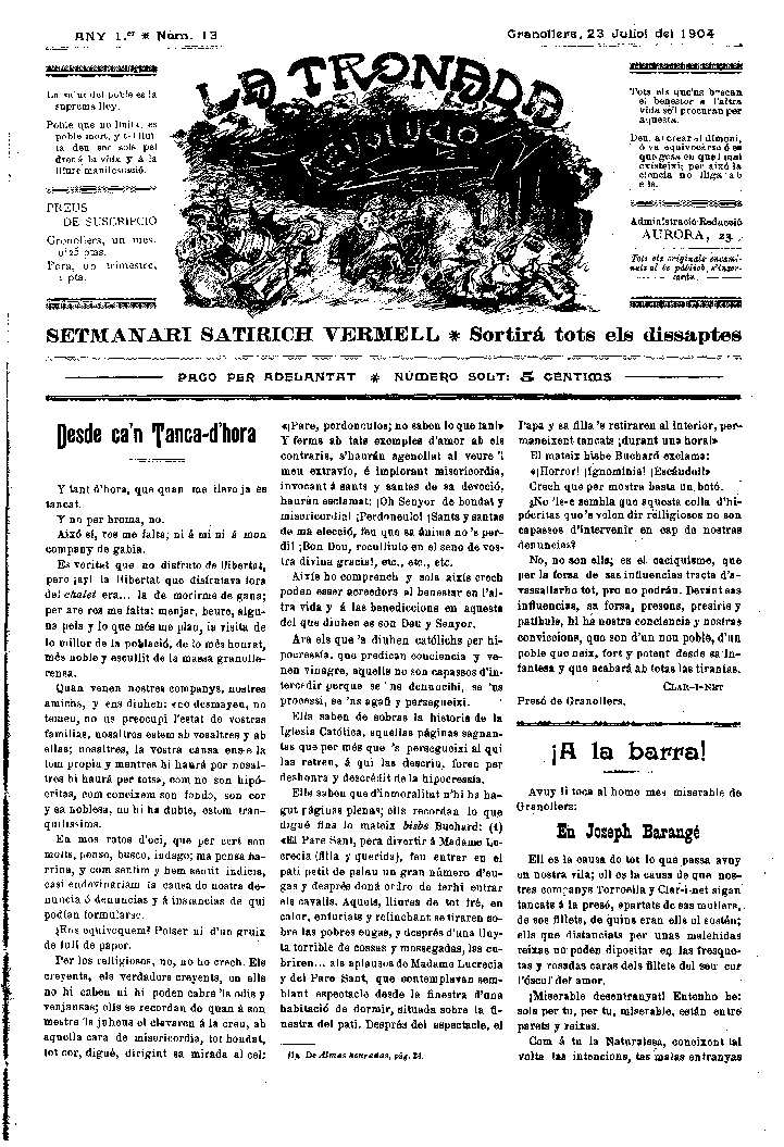 La Tronada, 23/7/1904 [Issue]