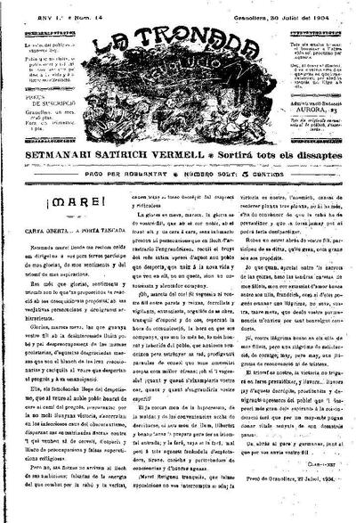 La Tronada, 30/7/1904 [Ejemplar]