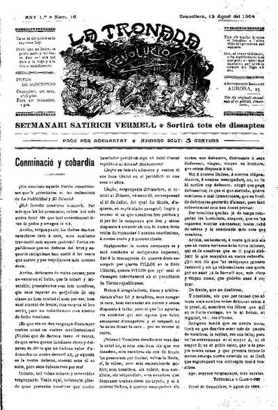 La Tronada, 13/8/1904 [Exemplar]