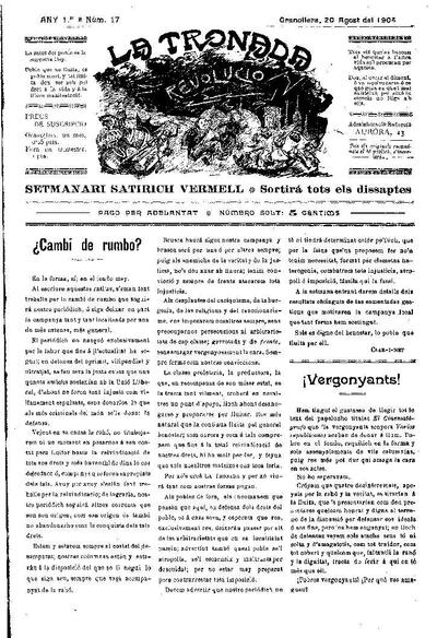 La Tronada, 20/8/1904 [Ejemplar]