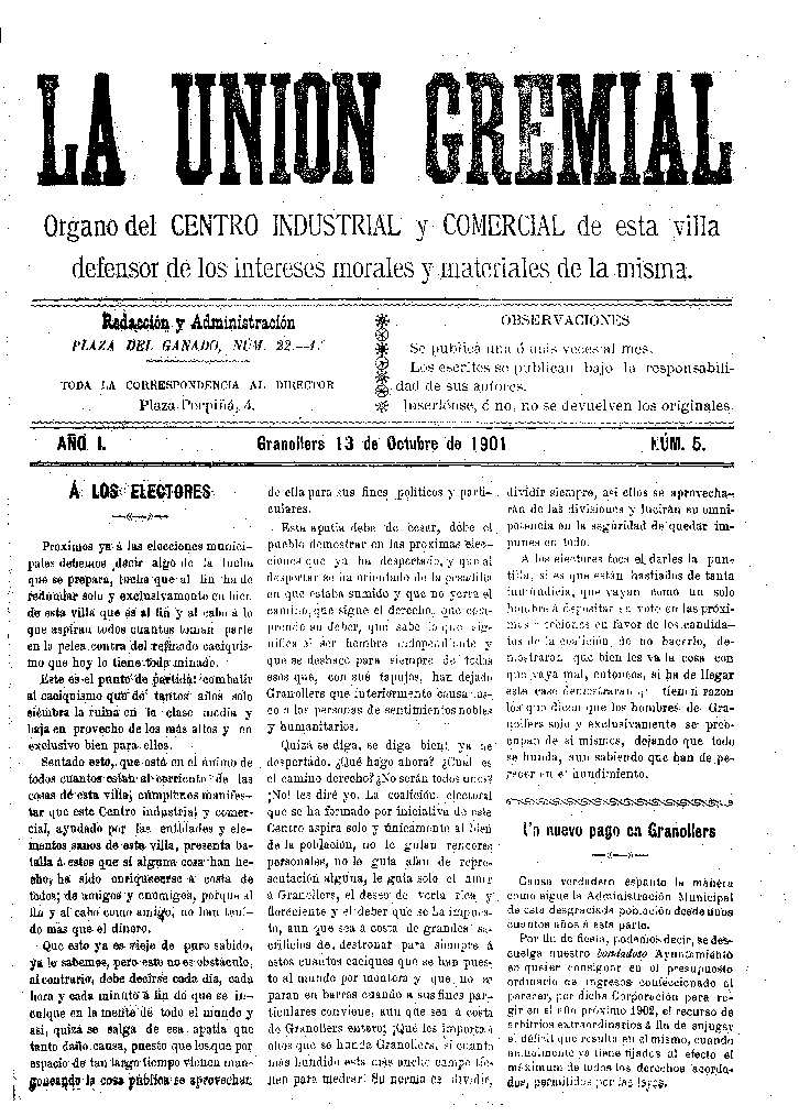 La Unión Gremial, 13/10/1901 [Issue]