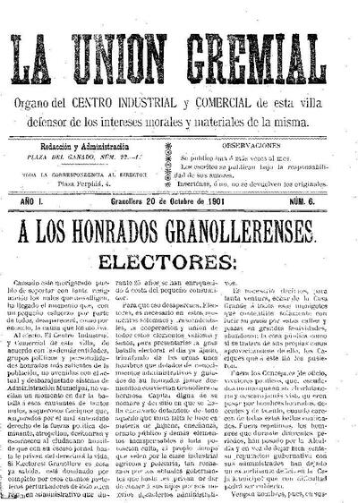 La Unión Gremial, 20/10/1901 [Issue]