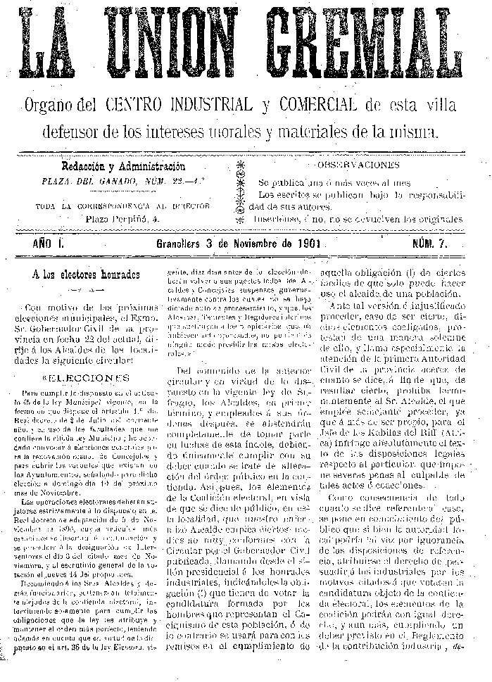 La Unión Gremial, 3/11/1901 [Issue]