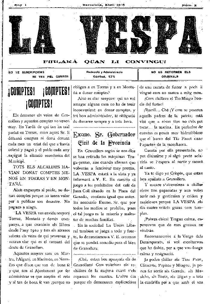 La Vespa, 15/4/1918 [Issue]