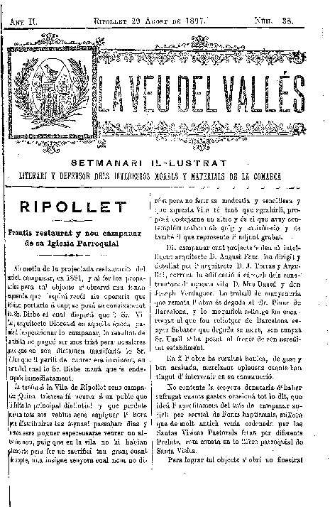 La Veu del Vallès, 29/8/1897 [Issue]