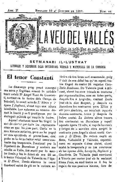 La Veu del Vallès, 10/10/1897 [Issue]