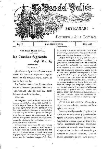 La Veu del Vallès, 6/5/1905 [Issue]