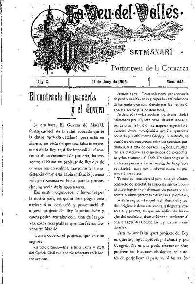 La Veu del Vallès, 17/6/1905 [Ejemplar]