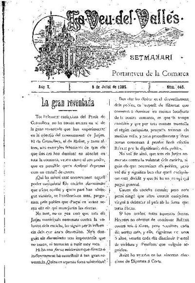 La Veu del Vallès, 8/7/1905 [Issue]