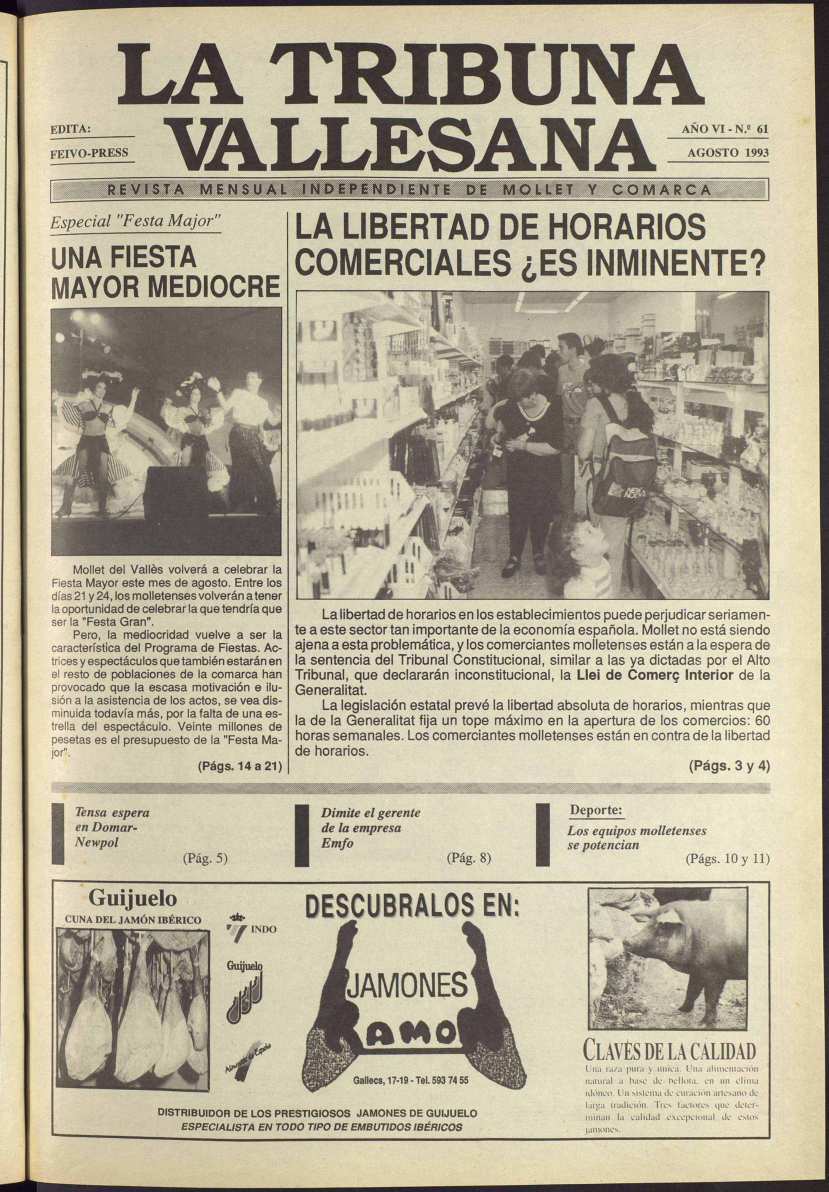 La tribuna vallesana, 1/8/1993 [Exemplar]