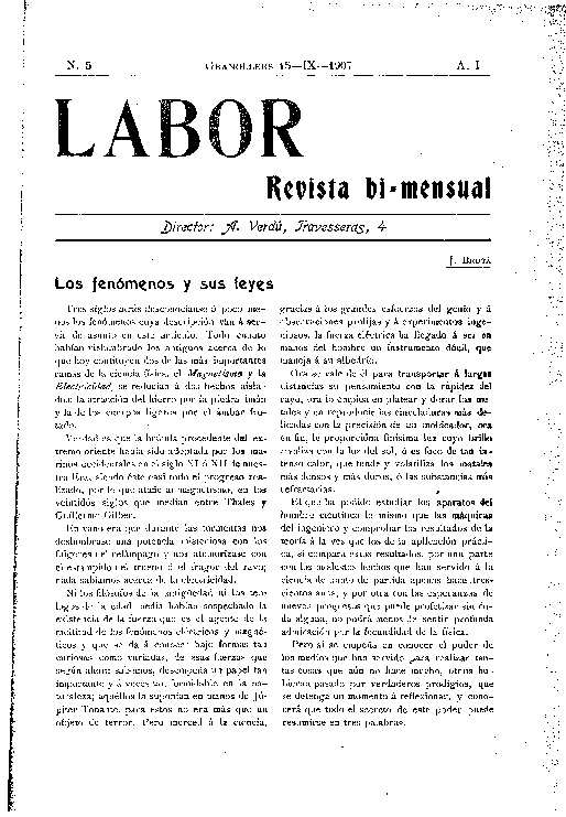Labor, 15/9/1907 [Ejemplar]