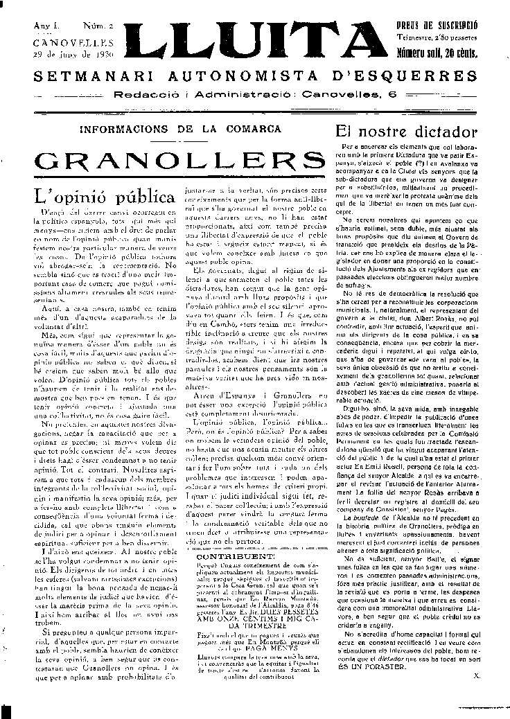 Lluita, 29/6/1930 [Issue]