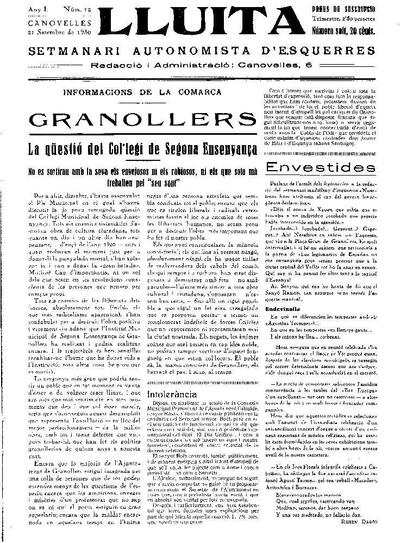 Lluita, 21/9/1930 [Issue]