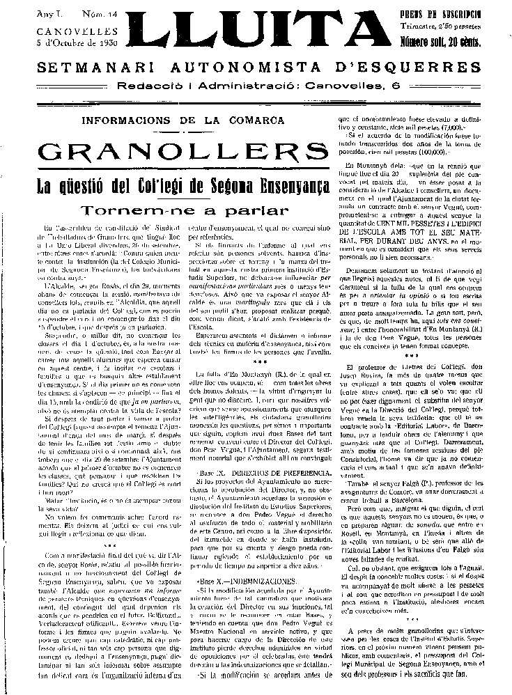 Lluita, 5/10/1930 [Issue]
