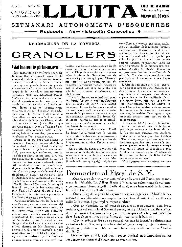 Lluita, 19/10/1930 [Issue]