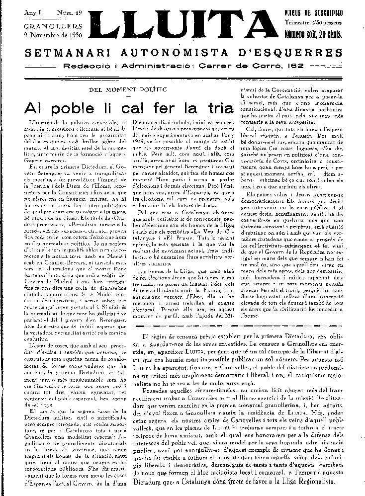 Lluita, 9/11/1930 [Issue]