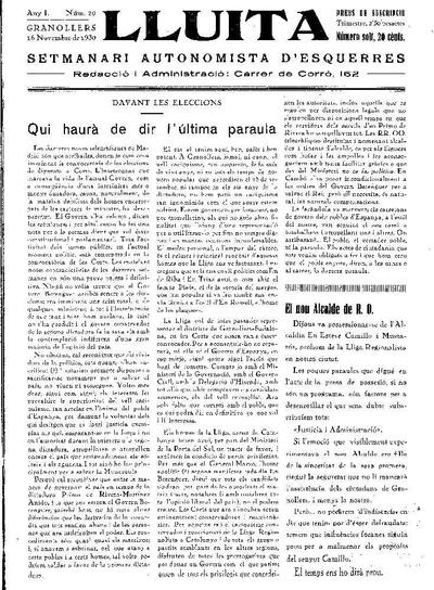 Lluita, 16/11/1930 [Issue]