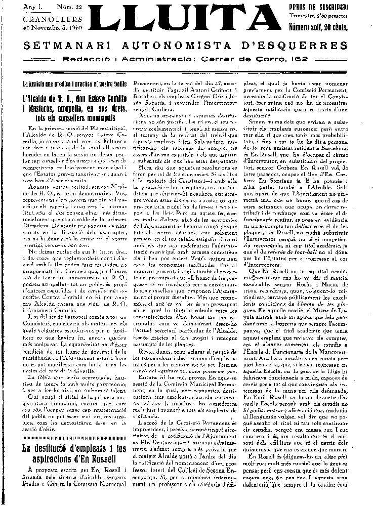 Lluita, 30/11/1930 [Issue]