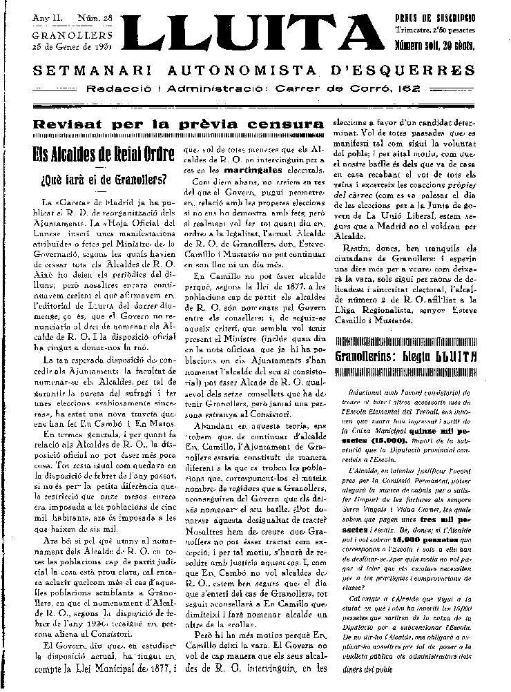 Lluita, 25/1/1931 [Issue]
