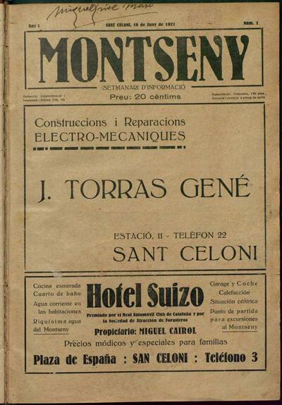 Montseny, 19/6/1927 [Ejemplar]