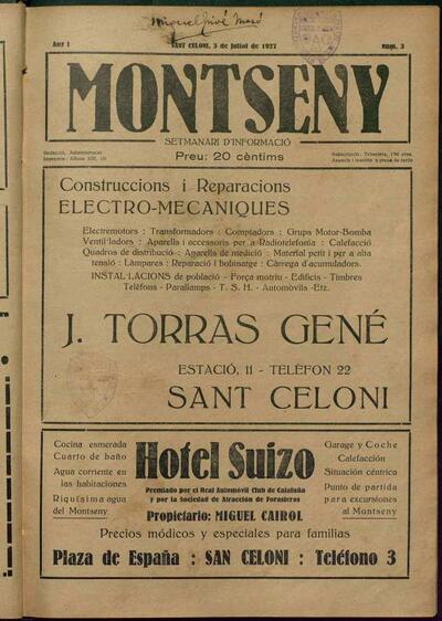 Montseny, 3/7/1927 [Ejemplar]