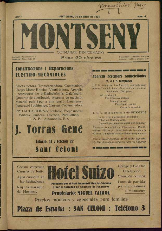 Montseny, 24/7/1927 [Issue]