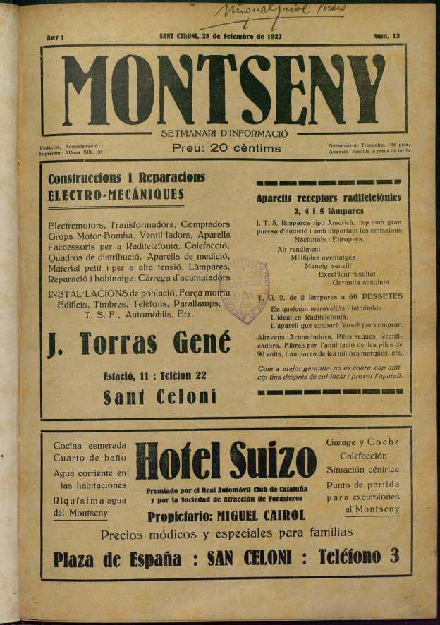 Montseny, 25/9/1927 [Ejemplar]