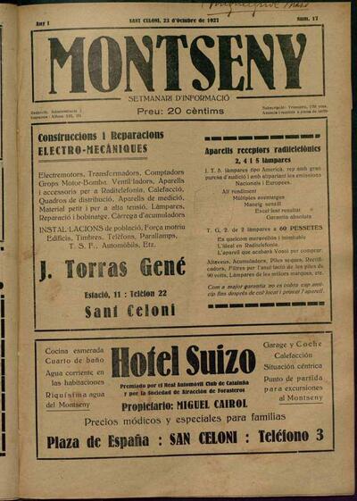 Montseny, 23/10/1927 [Issue]