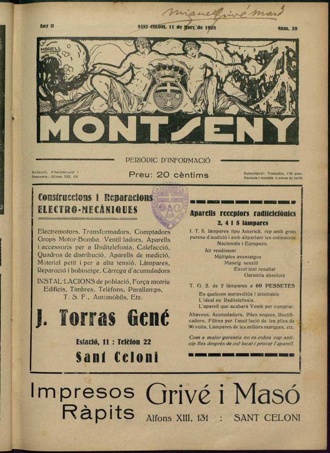 Montseny, 11/3/1928 [Ejemplar]