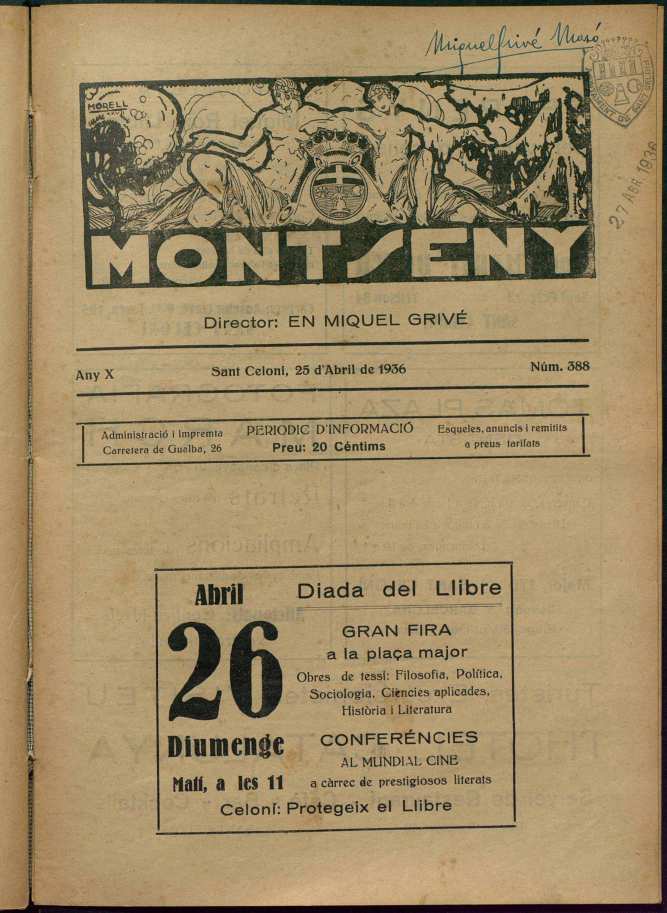 Montseny, 25/4/1936 [Ejemplar]