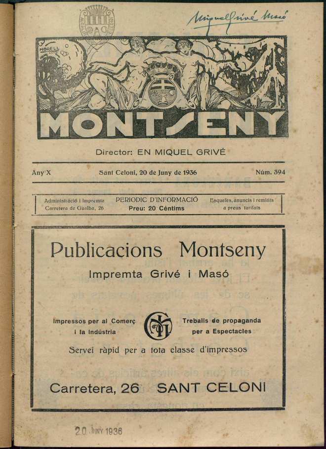 Montseny, 20/6/1936 [Ejemplar]