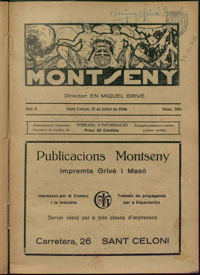 Montseny, 15/7/1936 [Issue]