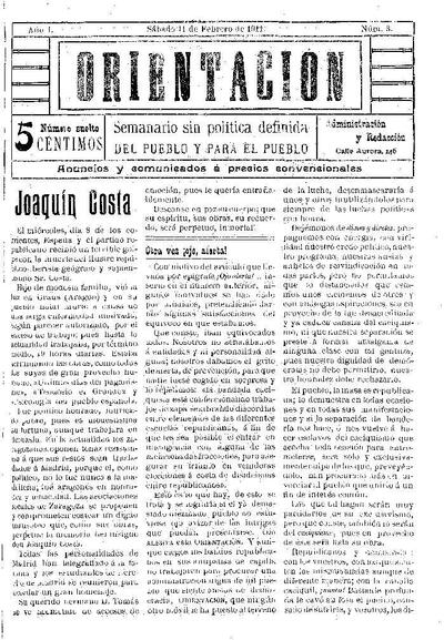 Orientación, 11/2/1911 [Issue]