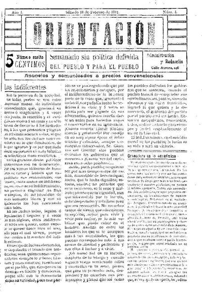 Orientación, 18/2/1911 [Issue]