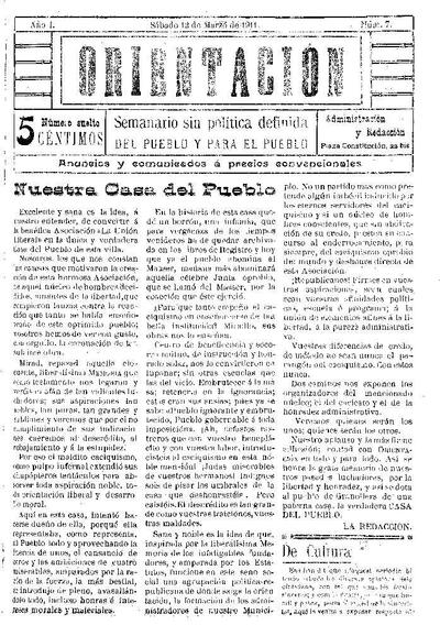 Orientación, 12/3/1911 [Issue]