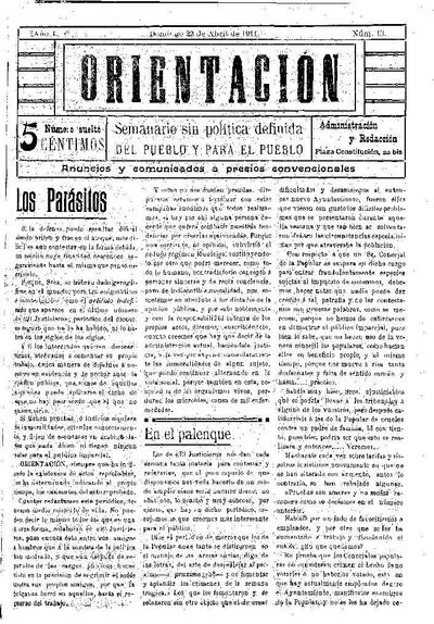 Orientación, 23/4/1911 [Issue]