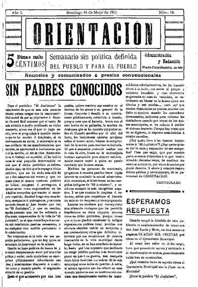 Orientación, 28/5/1911 [Exemplar]