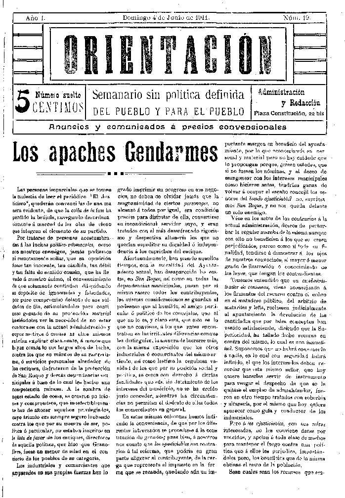 Orientación, 4/6/1911 [Issue]