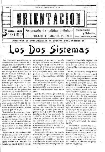 Orientación, 18/6/1911 [Issue]