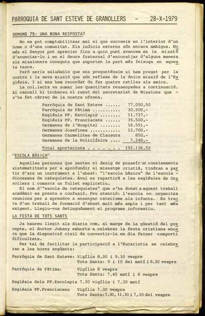 Parròquia de Sant Esteve, 28/10/1979 [Issue]