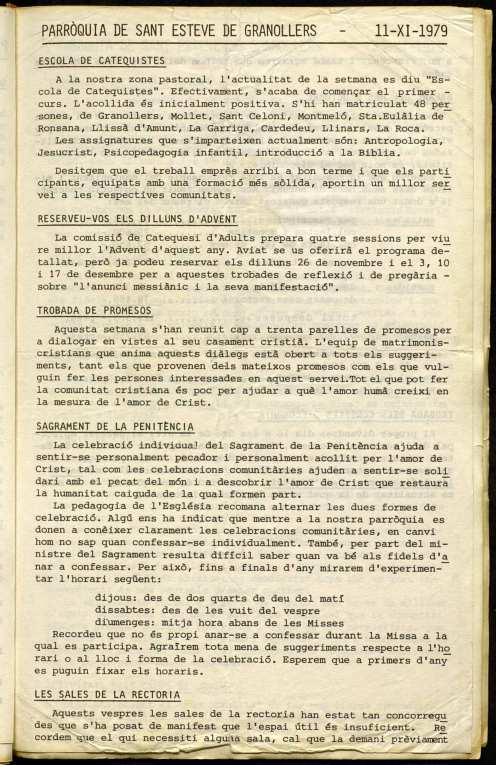 Parròquia de Sant Esteve, 11/11/1979 [Issue]