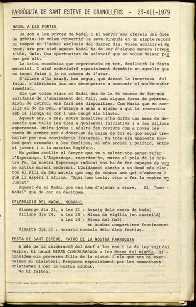 Parròquia de Sant Esteve, 23/12/1979 [Issue]