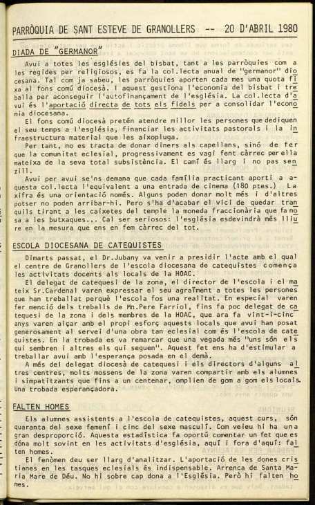 Parròquia de Sant Esteve, 20/4/1980 [Issue]